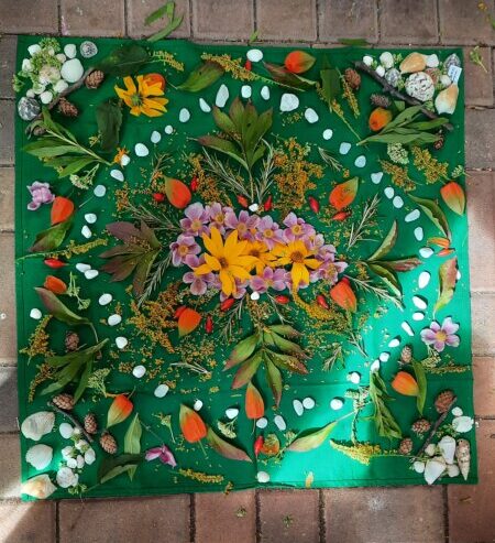 Mandalas aus verschiedenen Naturmaterialien